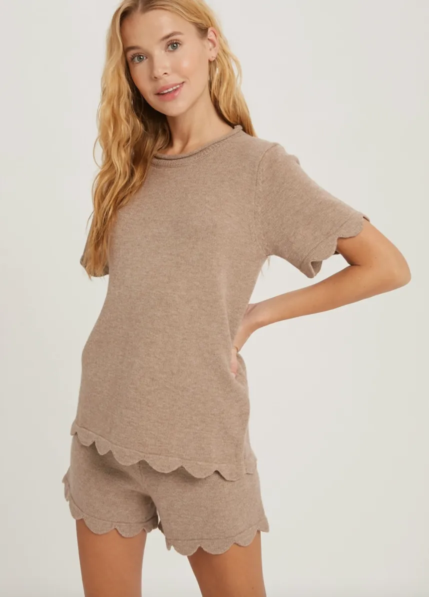 Scallop Hem Loungewear Sweater Set