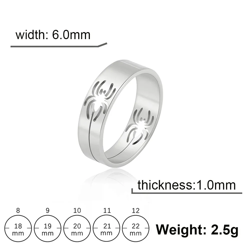 Skyrim Stainless Steel Spider Ring for Men Women 6MM Wide Finger Rings 2024 Hip Hop Punk Jewelry Birthday Gift for Lover Friend