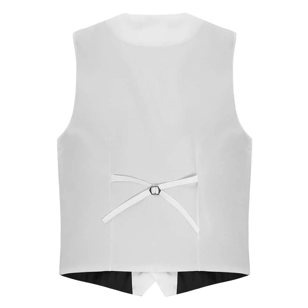 Slim Fit Single Breasted White Vest