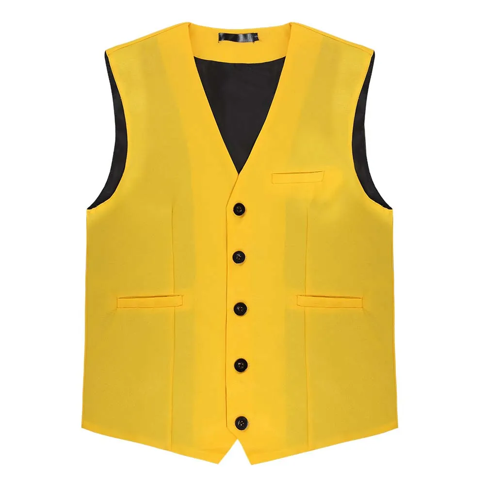 Slim Fit Single Breasted Yellow Vest