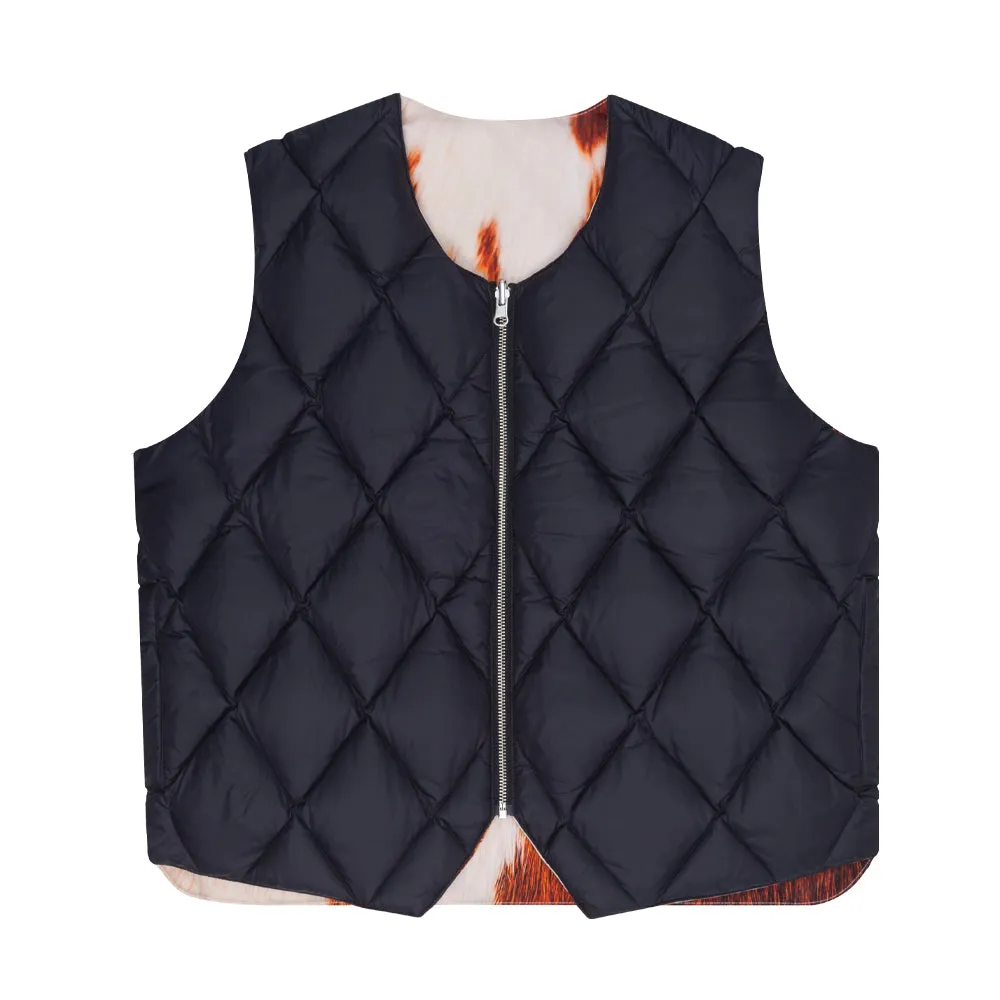 STÜSSY REVERSIBLE QUILTED VEST // COWHIDE