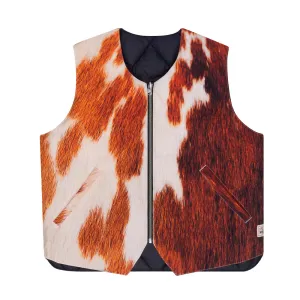 STÜSSY REVERSIBLE QUILTED VEST // COWHIDE