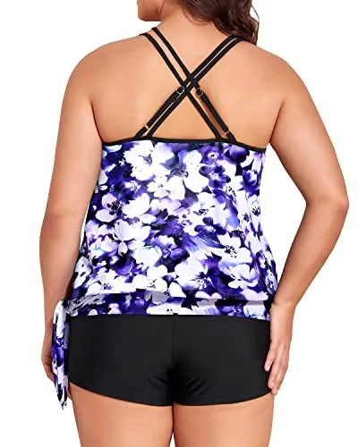 Trendy Tummy Control Tankini Women's Plus Size Two Piece Swimsuit