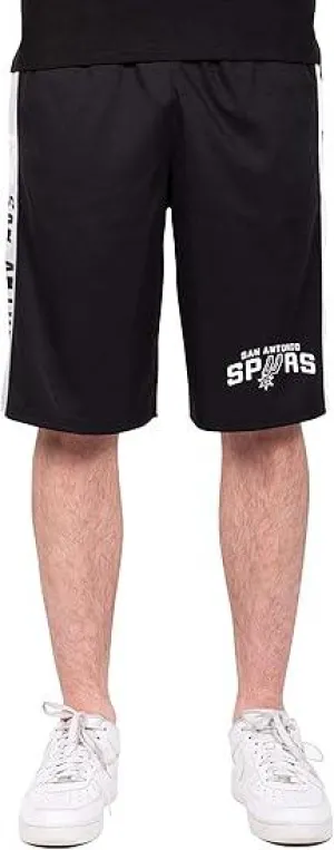 Ultra Game NBA Official Men’s Super Soft Active Workout Basketball Training Shorts - Unisex, San Antonio Spurs, Black|San Antonio Spurs