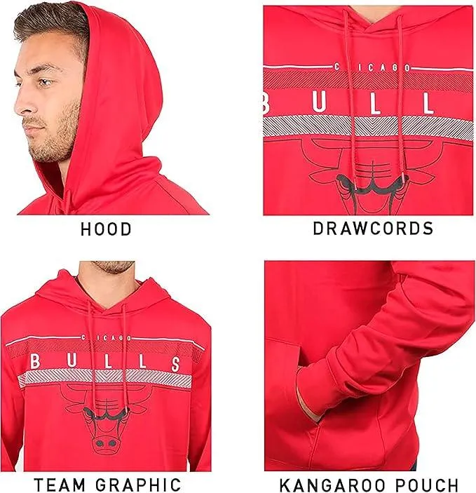 Ultra Game NBA Official Men’s Super Soft Midtown Hoodie Pullover Sweatshirt - Unisex, Chicago Bulls|Chicago Bulls