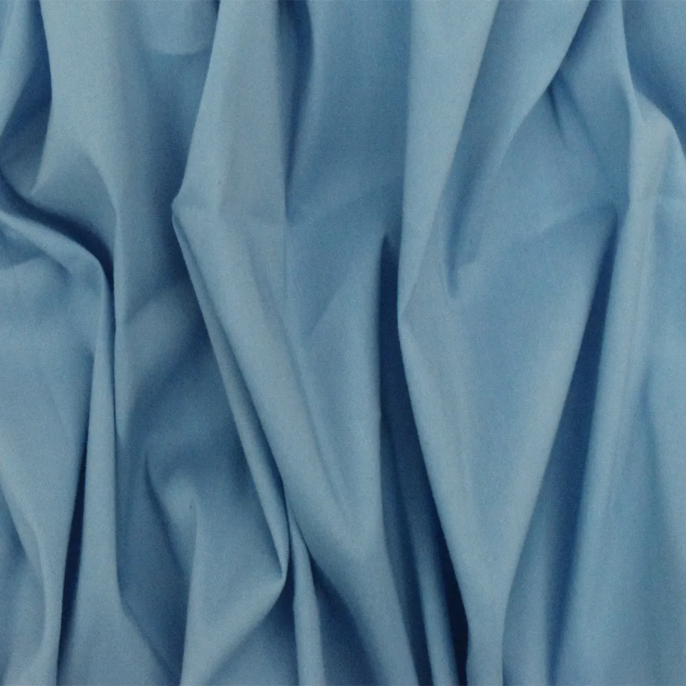 Water Blue Solid Stretch Cotton Blend Broadcloth Woven Fabric