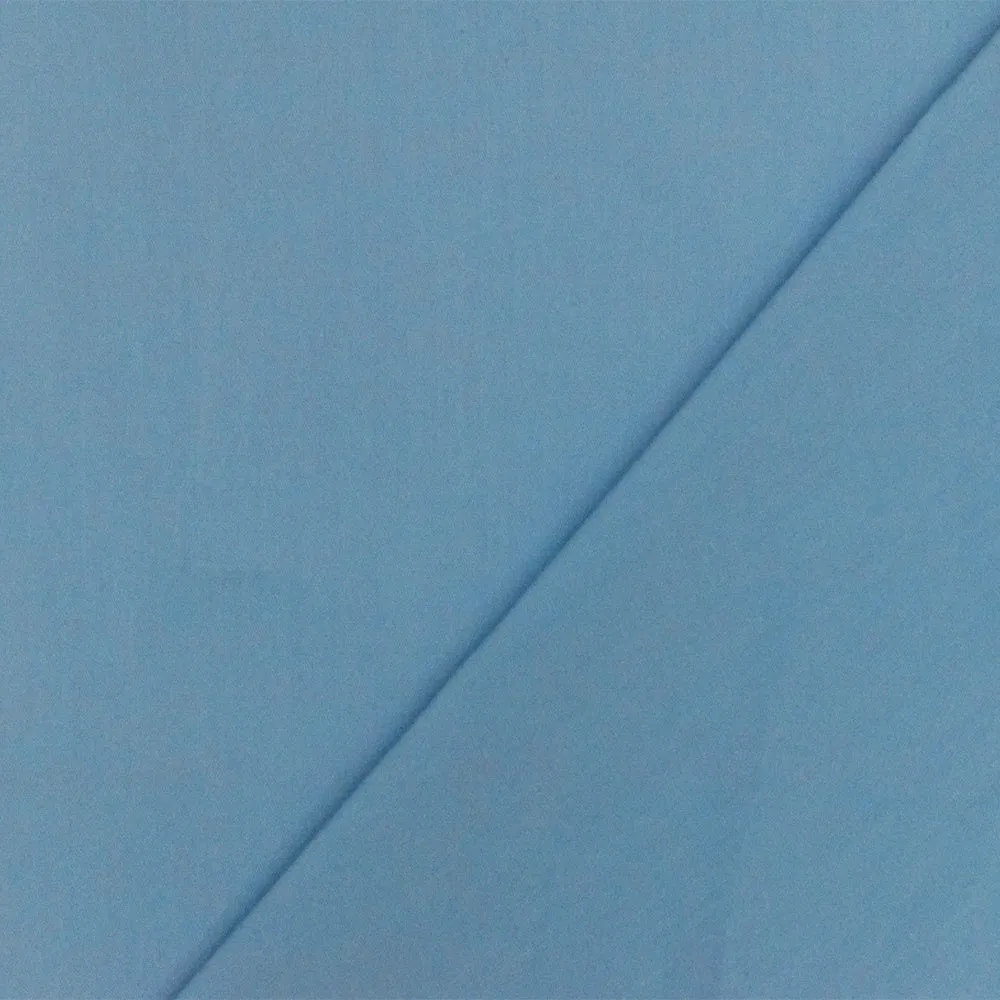 Water Blue Solid Stretch Cotton Blend Broadcloth Woven Fabric