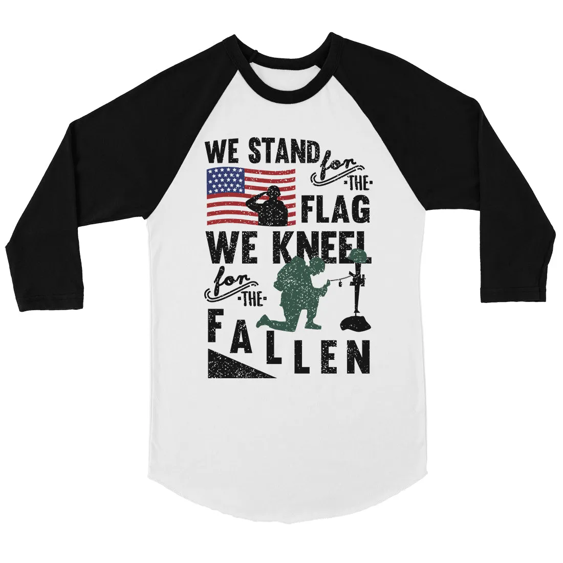 We Stand We Kneel Womens Cute Baseball Shirt 4th of July Raglan Tee