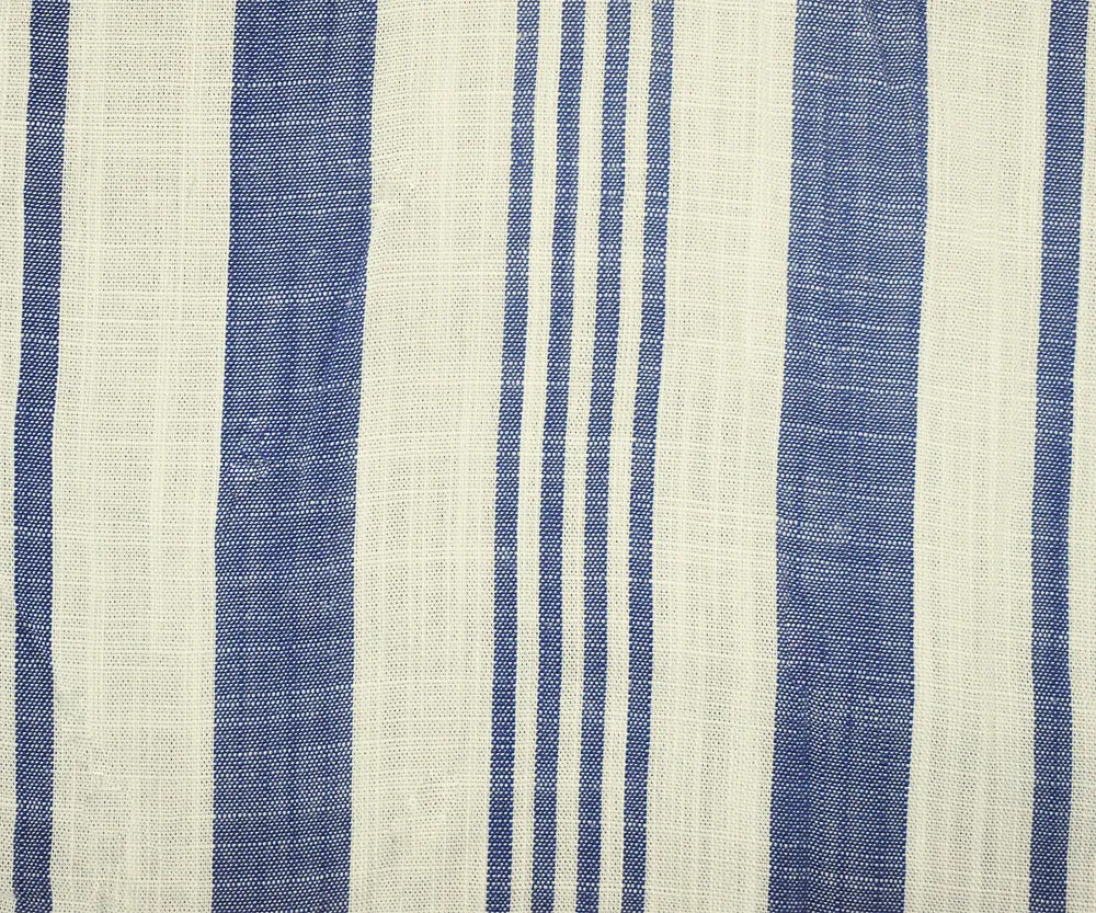 White-Blue Stripe Rayon Cross-Hatch Woven Shirting Fabric