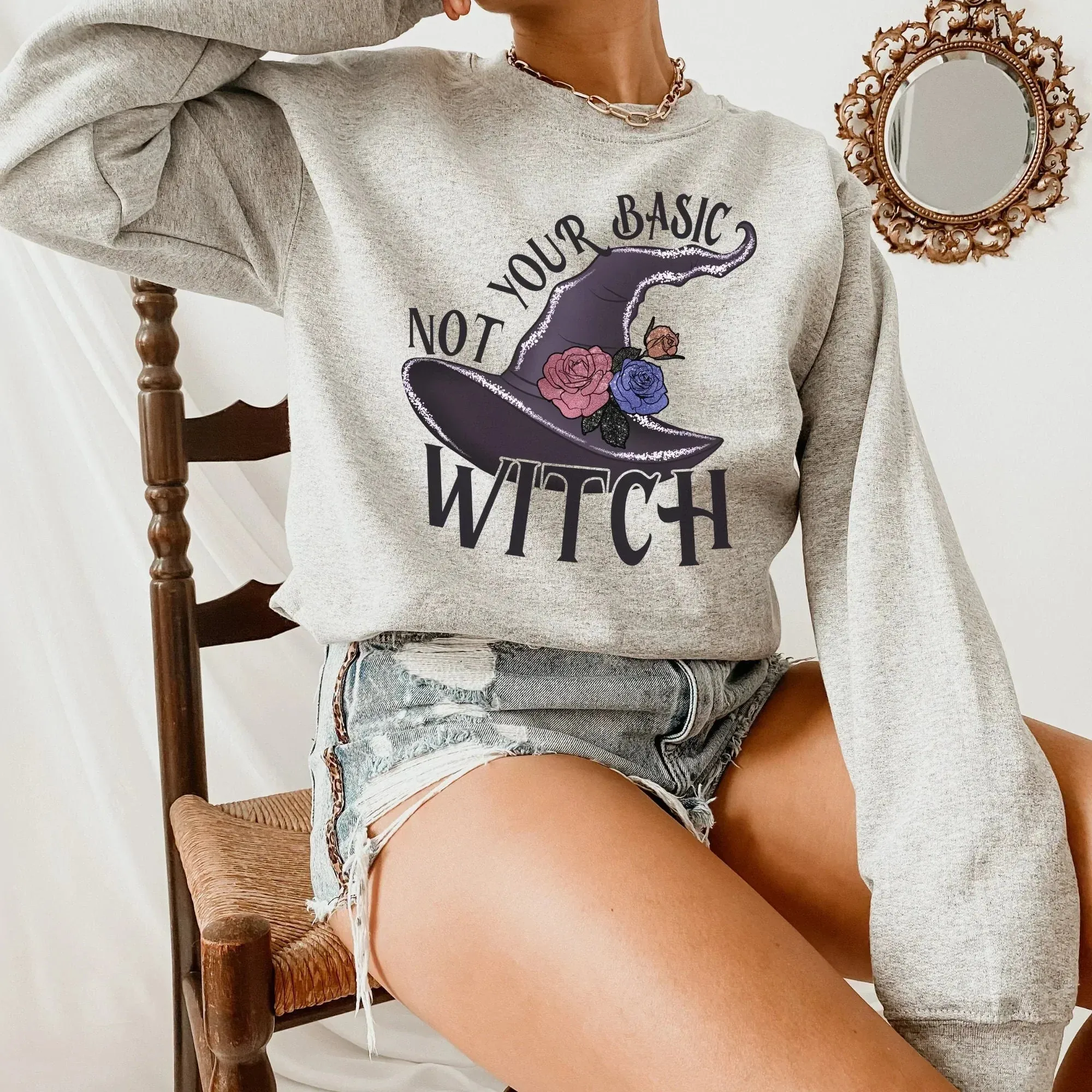 Witchy Vibes Shirt, Pastel Halloween Sweatshirt, Witch Hat Shirt, Magical Witch Shirt, Pastel Goth Style, Halloween Shirt,Witchy Woman Shirt