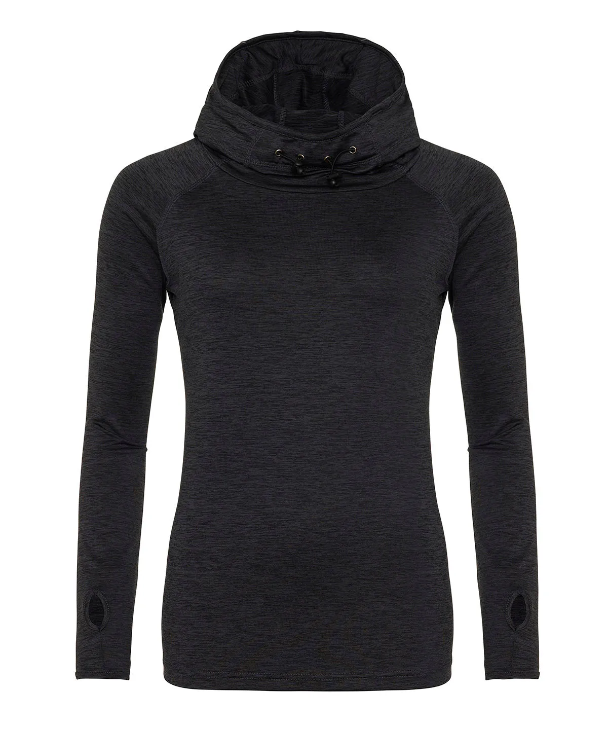 Womens cool cowl neck top | Black Slate Melange