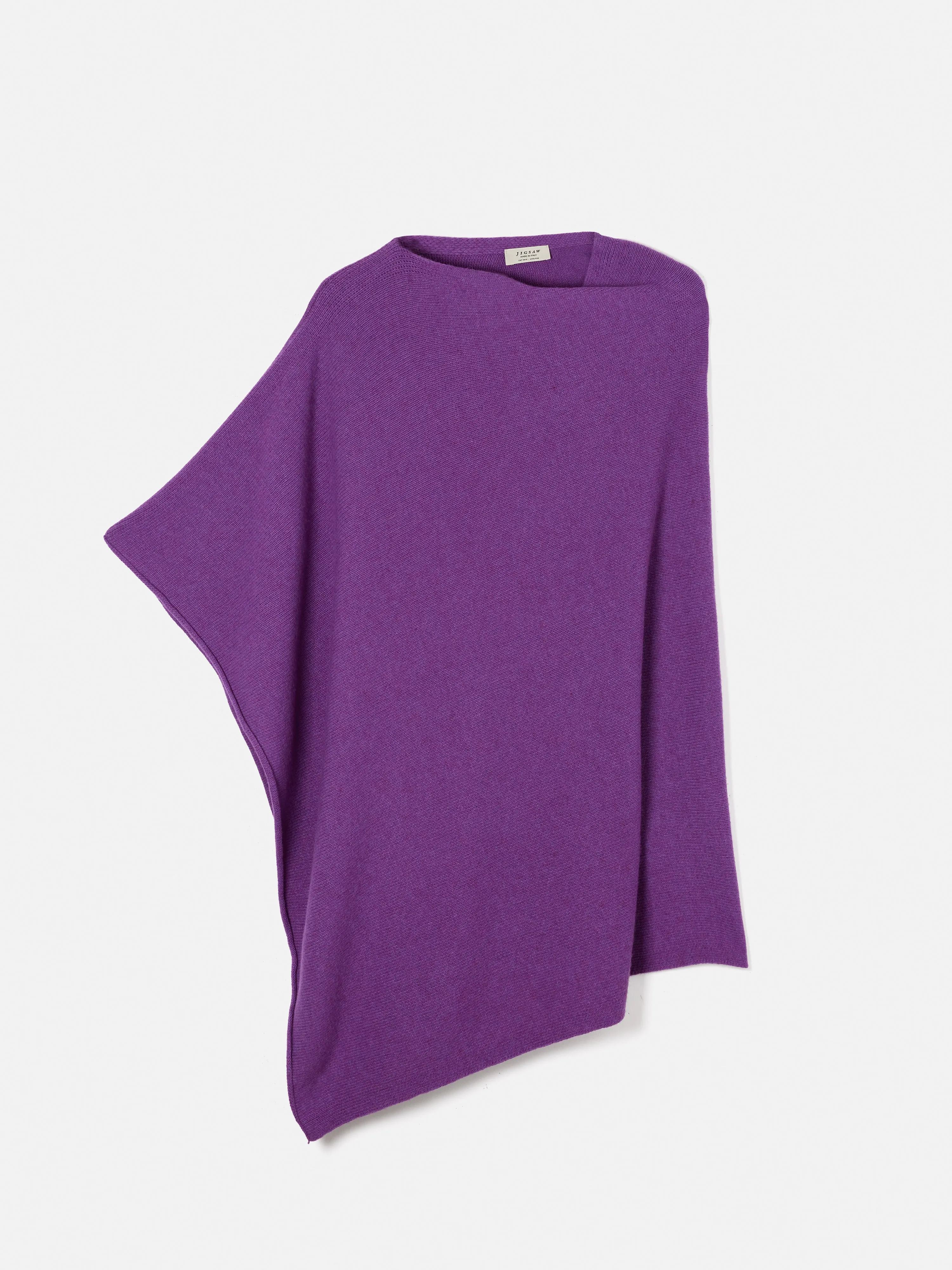 Wool Cashmere Blend Drape Poncho | Purple