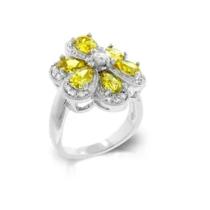 Yellow Cubic Zirconia Daisy Ring